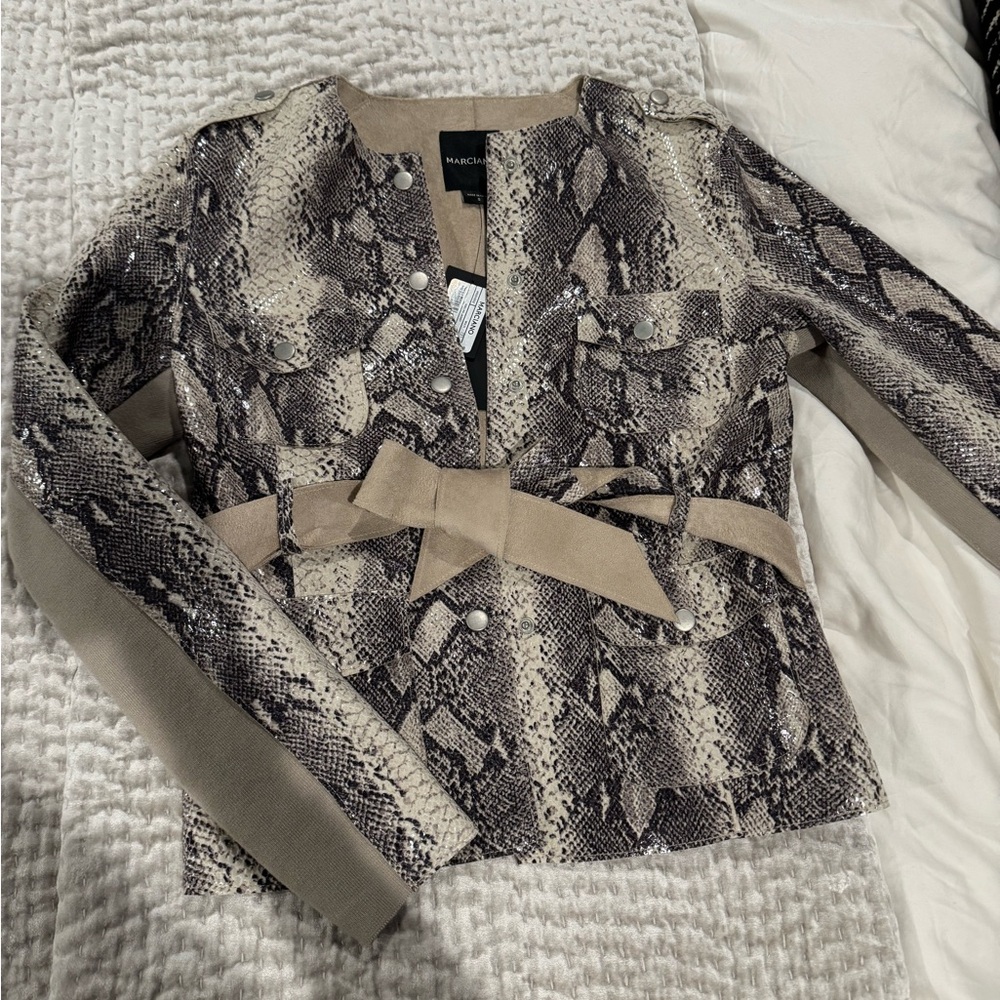MARCIANO Snakeskin Print Jacket with Belt
